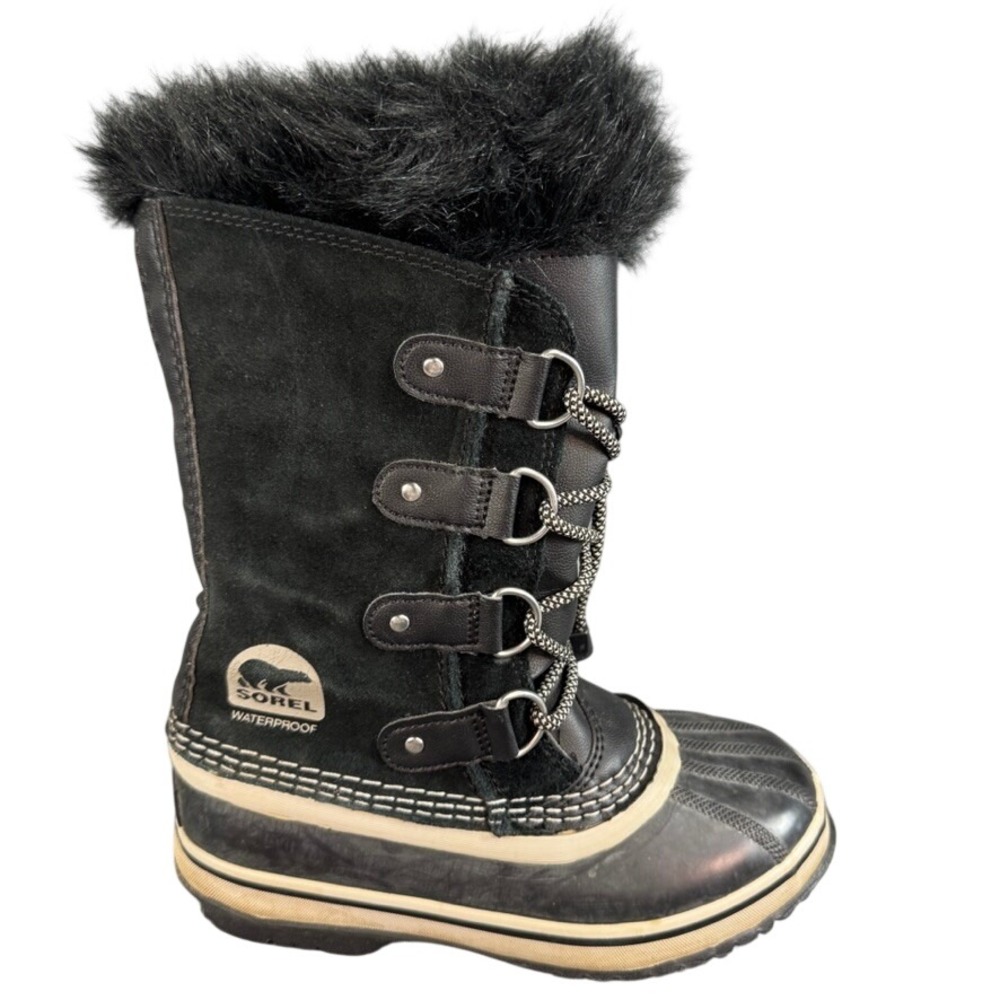 Sorel Joan of Arctic Black Waterproof Winter Snow Boots Faux Fur Trim 2